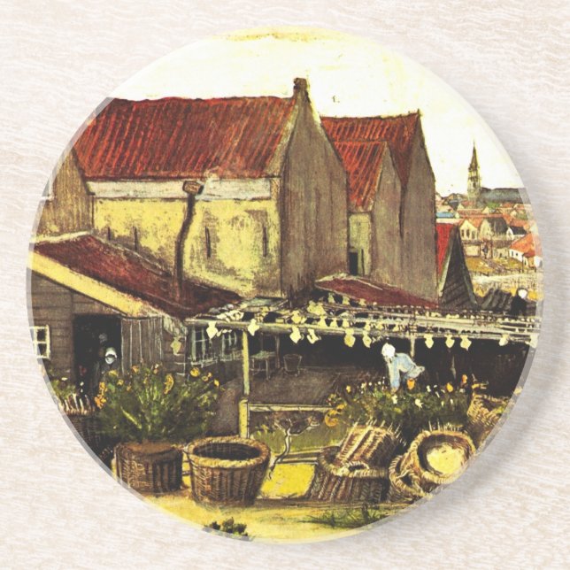 Fish Drying Barn by Vincent van Gogh Coaster (Front)