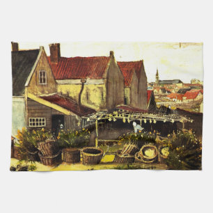 Fish Drying Barn by Vincent van Gogh Tea Towel
