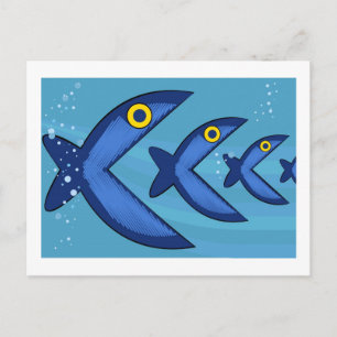 Fish eat fish postcard