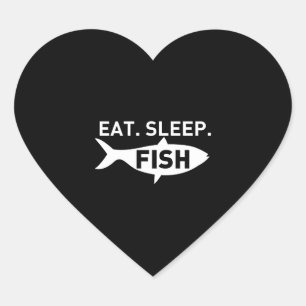 FISH - EAT SLEEP FISH HEART STICKER