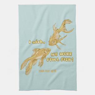 Fish evolution funny goldfish tea towel