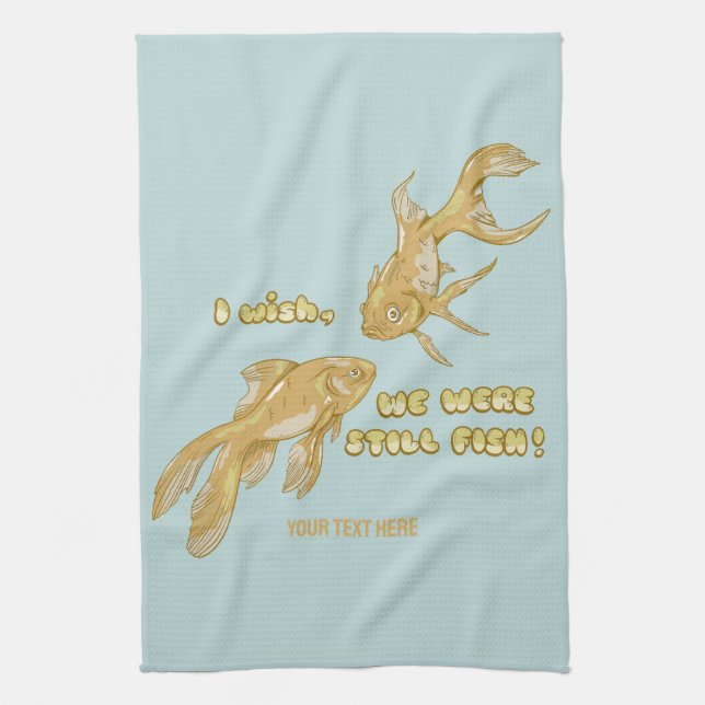 Fish evolution funny goldfish tea towel (Vertical)