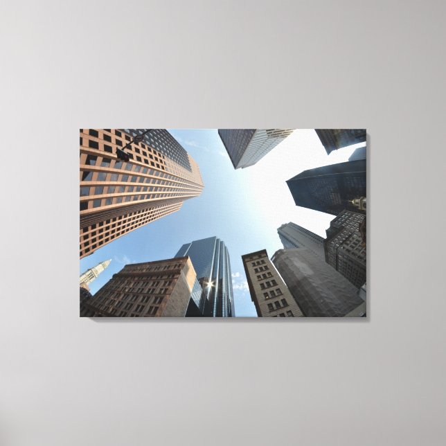 Fish-eye lens of building, Boston, US Canvas Print (Front)