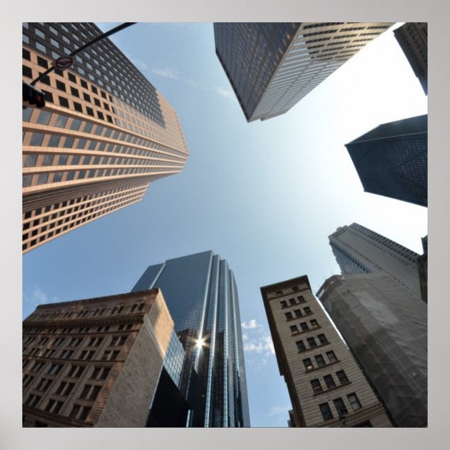 Fish-eye lens of building, Boston, US Poster (Front)