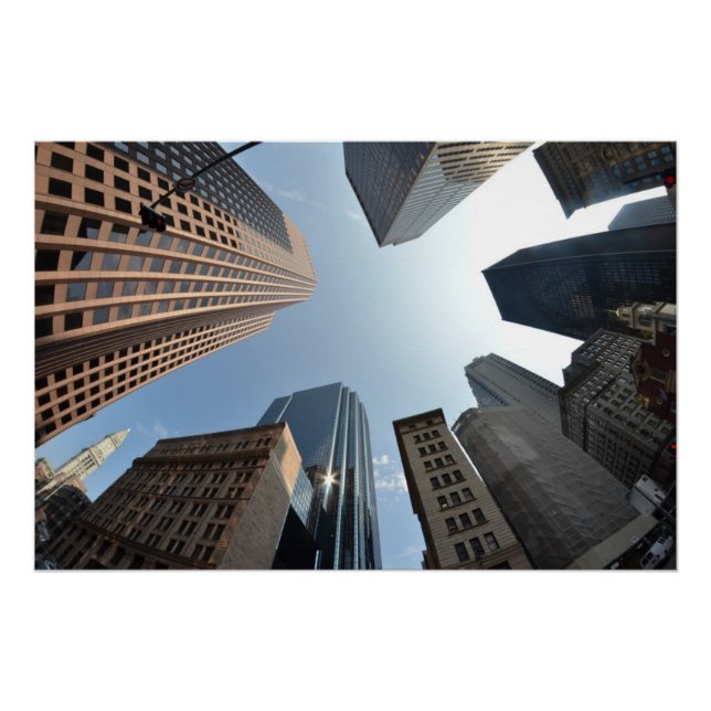 Fish-eye lens of building, Boston, US Poster (Front)