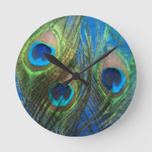 Fish Eye Peacock Still Life Round Clock