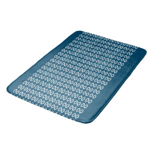 Fish Eyes Symbol Ocean Blue and White Bath Mat