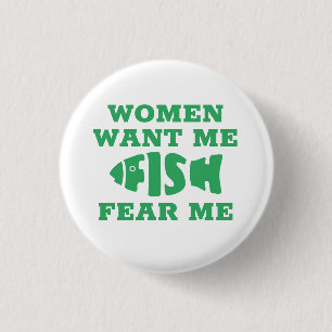 Fish fear me 3 cm round badge