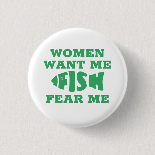 Fish fear me 3 cm round badge (Front)