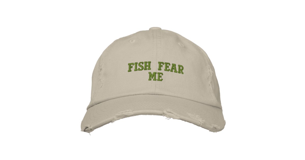 Fish fear me embroidered hat Zazzle.co.uk