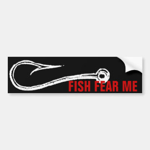 FISH FEAR ME HOOK BUMPER STICKER