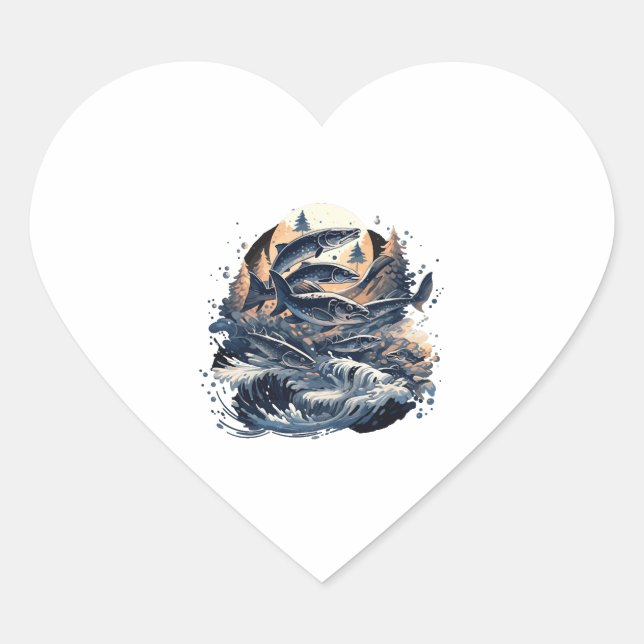 Fish Fish Carp Angler Fish Fishing Heart Sticker (Front)