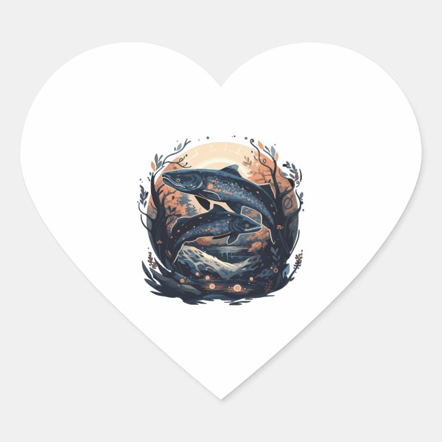 Fish Fish Carp Angler Fish Fishing Heart Sticker (Front)