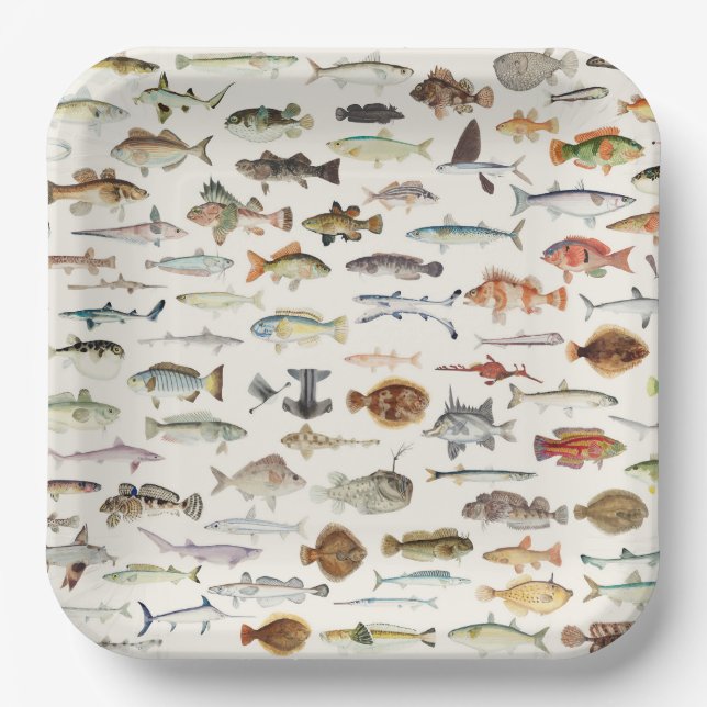 Fish Fishing Birthday Party Paper Plate (Front)