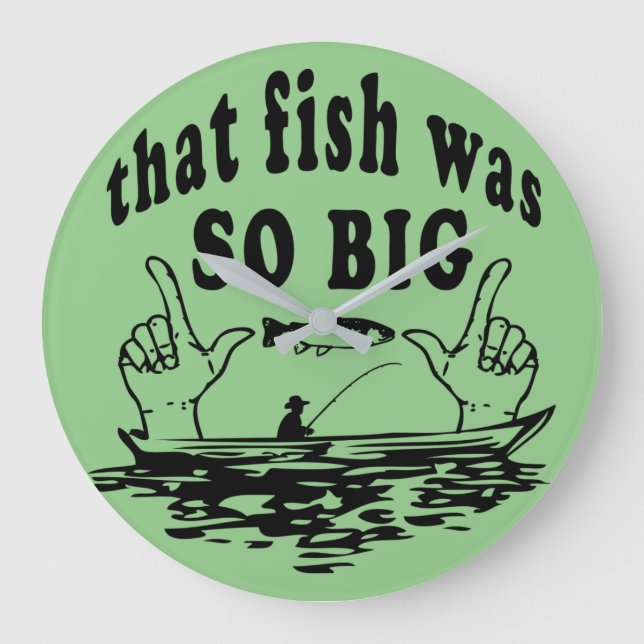 fish-fishing-comic-fisherman-funny large clock (Front)