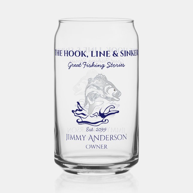 Fish Fishing Fisherman Drinkware Can Beer Glass (Front)