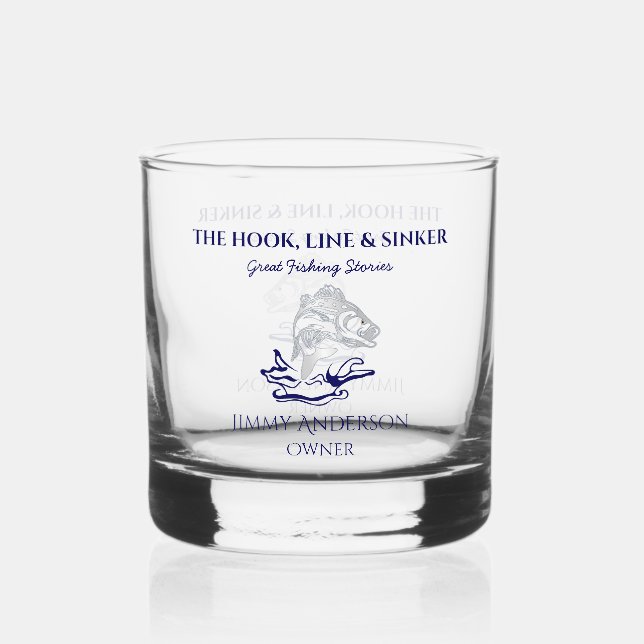 Fish Fishing Fisherman Drinkware Rocks Whiskey Glass (Front)