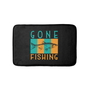 Fish Fishing Fisherman Fishing Rod Bath Mat
