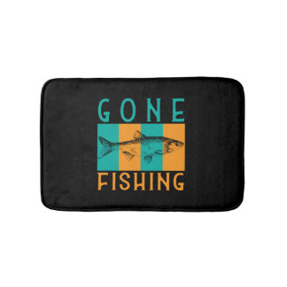 Fish Fishing Fisherman Fishing Rod Bath Mat