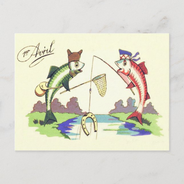 Fish Fishing Horseshoe Net Postcard (Front)