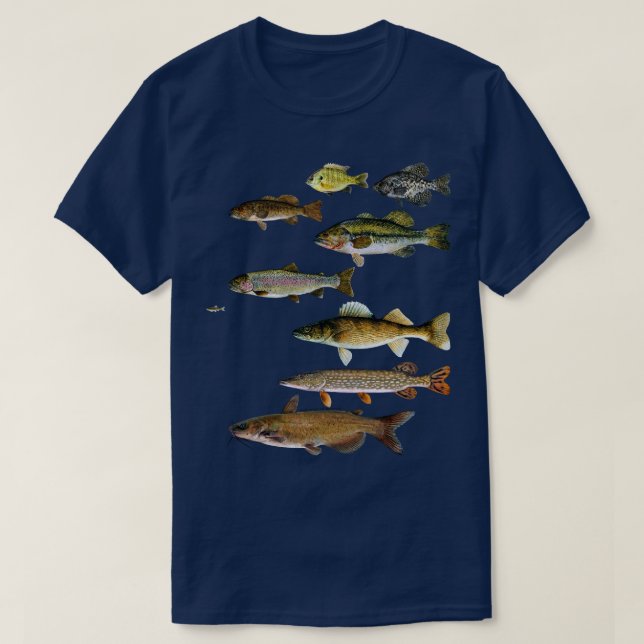 Fish Fishing Walleye Crappie Sunfish Trout Bass T-Shirt (Design Front)