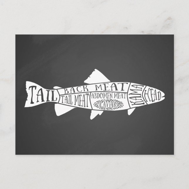 fish fishmonger seafood caviar butcher meat cuts postcard (Front)