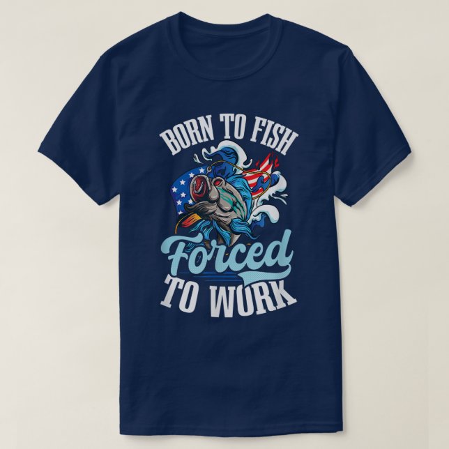 Fish Forced Work Design Usa Flag Fishing 506  T-Shirt (Design Front)