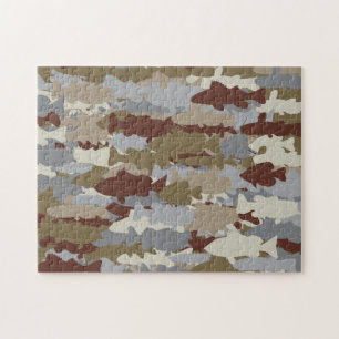 Fish Frenzy Brown Camouflage Jigsaw Puzzle