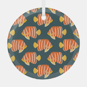 Fish Frenzy: Vintage Seamless Design Glass Tree Decoration