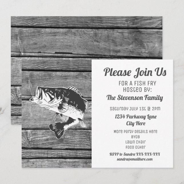 Fish Fry Backyard Summer BBQ Party Invitation (Front/Back)