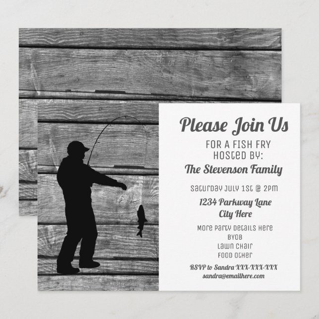 Fish Fry Backyard Summer BBQ Party Invitation (Front/Back)