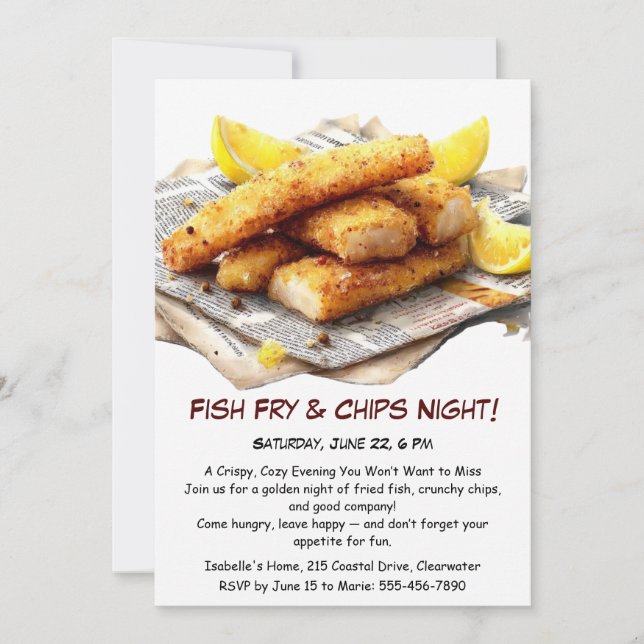 Fish Fry & Chips – Casual Seafood Party Invitation (Front)
