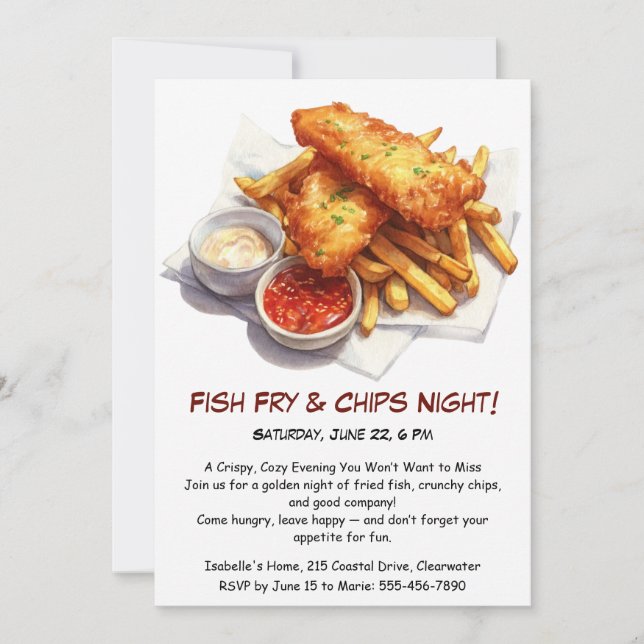 Fish Fry & Chips – Casual Seafood Party Invitation (Front)