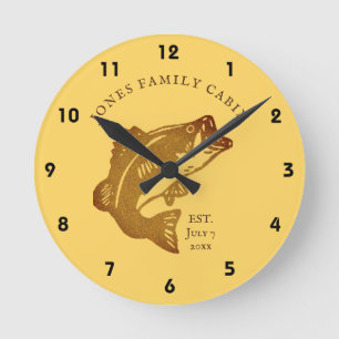 Fish Fry Family Cabin Round Clock