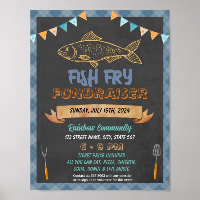 Fish Fry Fundraiser event template Poster (Front)