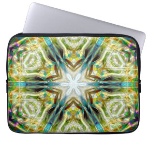 Fish glow sandy texture kaleidoscope aged green of laptop sleeve
