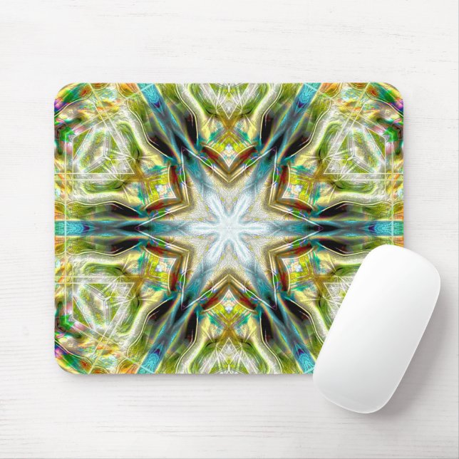 Fish glow sandy texture kaleidoscope aged green of mouse mat (With Mouse)
