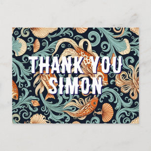 fish goldfish tattoo illustration thank you  postcard