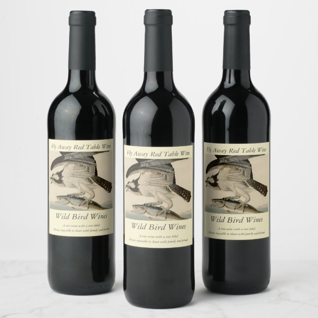 Fish Hawk, Osprey, from Audubon's Birds of America Wine Label (Bottles)