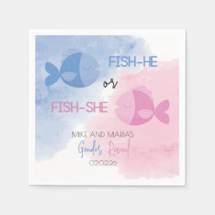 Fish-he or Fish-she gender reveal napkins