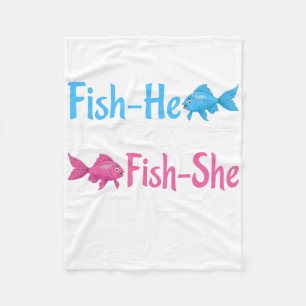 Fish-he Or Fish-she Tia To Be Gender Reveal Ba Fleece Blanket