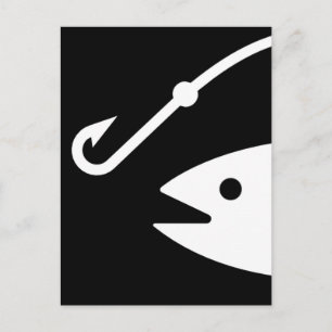 Fish Head and Hook - Black and White Postcard