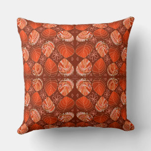 Fish Head Leaves Flowers Hearts Terracotta Cushion