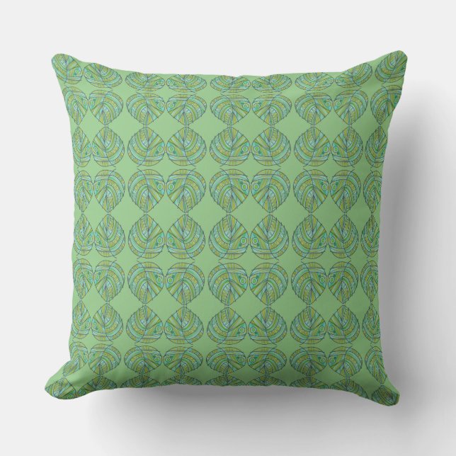 Fish Head Leaves Jazz S Mint Olive 1 Cushion (Front)