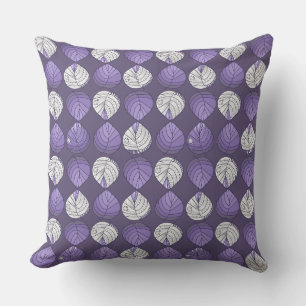 Fish Head Leaves Lilac White Black Cushion