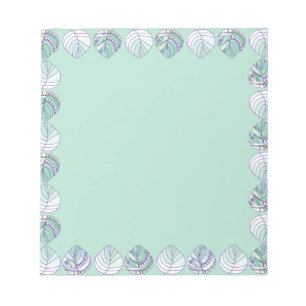 Fish Head Leaves Lilac White Black Notepad