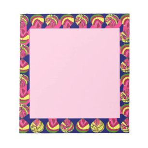 Fish Head Leaves Lilac White Black Notepad