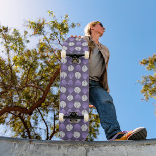 Fish Head Leaves Lilac White Black Skateboard