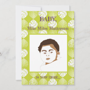 Fish Head Leaves New Kiwi White Birth Announcement