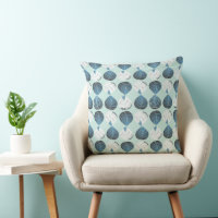 Fish Head Leaves Teal White Duck Egg Blue